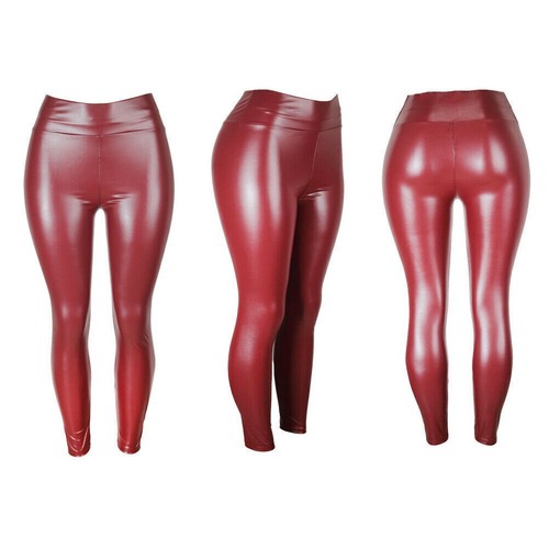 Damen skinny leder leggings - pu,