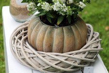 Rattankranz Natur Grau-Weiß -