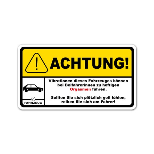 Fun aufkleber achtung - fun, "achtung