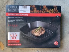 GRILLMEISTER Pfanne Gusseisen eckig 27x24,5cm grillen antihaft Backofen Herd