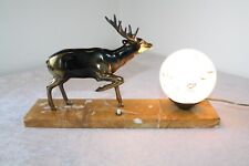 Antike Hirsch Tischleuchte Hirschbock Art Deco Skulptur Figur Marmor Lampe Büro