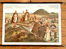 Schulplakat Wandbild Lehrtafel Poster Karte "Baumsargbestattung zur Bronzezeit"