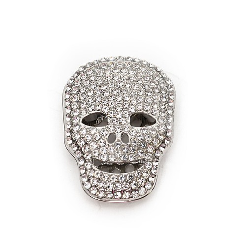 Totenkopf magnetbrosche strass - magnetbrosche,