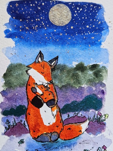 Glitzernder fuchs mama kind - mama,, &