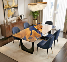 Deep Blue Epoxy River Dining