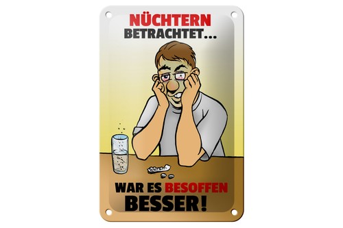 Blechschild alkohol 12x18cm - alkohol,