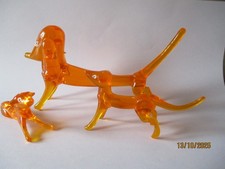 70ER JAHRE HUNDE DACKEL SET ORANGE VINTAGE PANTON SPACE AGE LUCITE  SELTEN RAR
