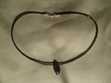 Halskette mit schwarzem Spinell und diversen Edelsteinen , 43-46 cm, 925 Silber