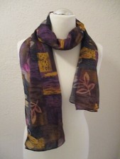 Schal Braun Senf Lila Blumen