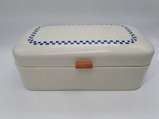 81  /  Würfelmuster Brotkasten emailliert Art Deco Wächtersbach ? Antik