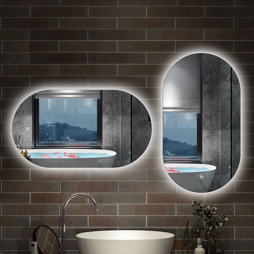 Wandspiegel oval led - wandspiegel,