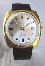 Herren Armbanduhr vergoldet 70er Vintage GLYCINE Compressor Datum Automatik 37mm