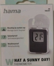 Hama Fenster Thermometer Digital Innen Außen mit Saugnapf Wetterfest + Batterie
