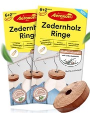 Aeroxon Zedernholz Mottenschutz – 2x8 Ringe, Natürlicher Schutz für Kleidung