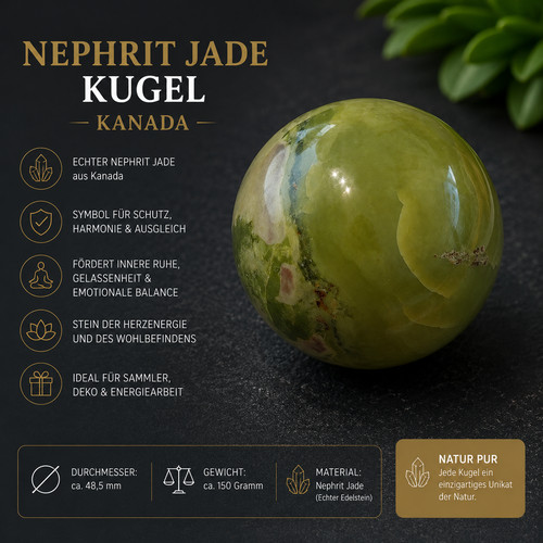 Nephrit jade kugel 5mm - 48,5mm, 150g