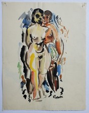 Gemälde Aquarell Akt Weiblich