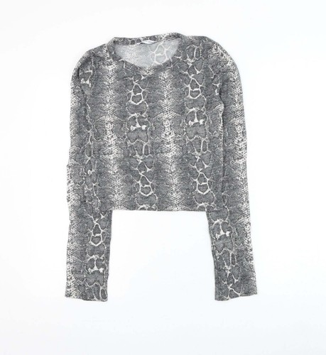 Zara damen bluse grau animal - grau,