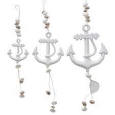 3er Set Metall Anker weiss