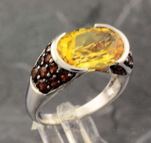 Großer citrin granat ring - citrin,