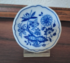 Miniatur  Porzellan Teller Hutschenreuther,  ca. 7,0 cm  Ø  , Blau-weiß, Blumen
