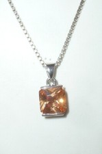 Italy Halskette 925 Silber Sterling silver Anhänger Juwelen braun Stein Schmuck