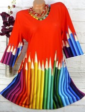 New Jersey Tunika Longshirt Bluse Shirt Top Lagenlook A Linie Taschen L 42 44