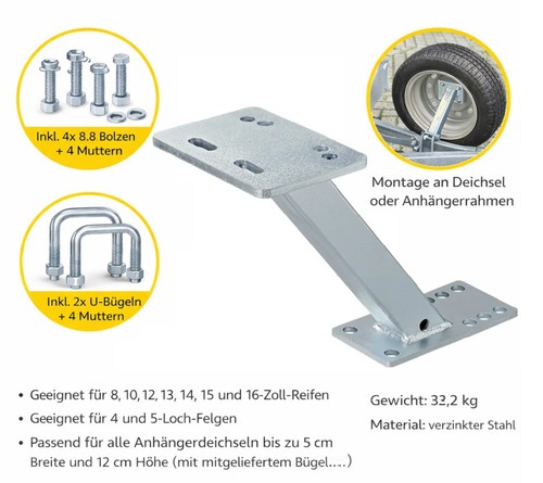 Reserveradhalterung zoll - reserveradhalterung, 8-16-zoll