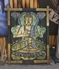Buddha Bild handgemachter Wandbehang Höhe 95 cm, Länge 77 cm Buddhabild Deko