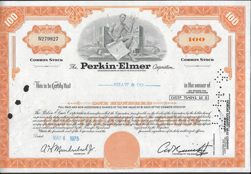 Historische aktie perkin elmer - historische, perkin-elmer