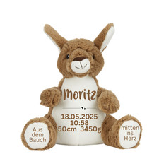 Personalisiertes Känguru-Kuscheltier mit Namen & Geburtsdaten – Erinnerungsgesch