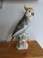 Porzellan Figur Wagner & Apel, Vogel, Papagei Nymphen-Sittich H24cm