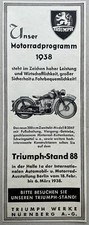Triumph  Motorrad  Triumph Werke Nürnberg A.-G. Reklame Werbung 1938