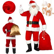 6 in 1 Weihnachtsmann Kostüm Deluxe Nikolauskostüm Santa Claus Weihnachtskostüme