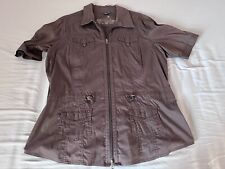 CECIL Blusenjacke kurzarm, krempelbar, grau, mit Reißverschluss Gr. XL neuwertig