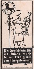 Hengstenberg Essig - Esslingen Reklame - 1915 - Historische Werbung ~5x9cm