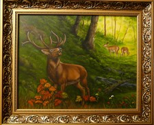 Handgemaltes Ölbild, HIRSCH