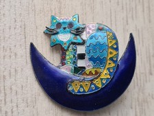 Brosche Katze, Metall, emailliert