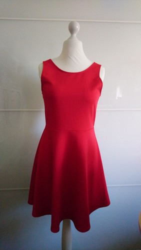 Scuba stretch kleid - kleid, kirschrot