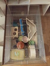 Kleintierkäfig xxl-B:48cm,L:78cm-Mit Glasboden&Zubehör(Spielzeug,Näpfe usw.)