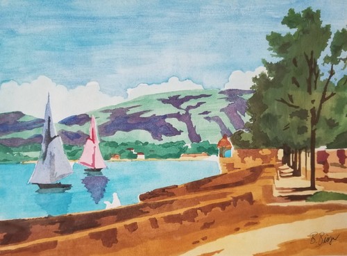 Aquarell segelboote see - aquarell:, am