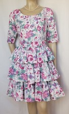 Laura Ashley Sommerkleid 36 38 Rosen Blumen vintage Hochzeit weiß rosa rot Kleid