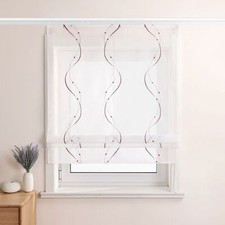 Raffrollo mit Klettband Raffgardinen Küche Gardinen Voile Bändchenrollo Vorhang