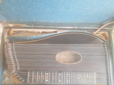 Alte Zitter Zither Musikinstrument Braun sehr  alt antik mit Koffer