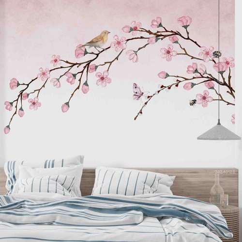 Pfirsichblüte baum vogel - 3d,