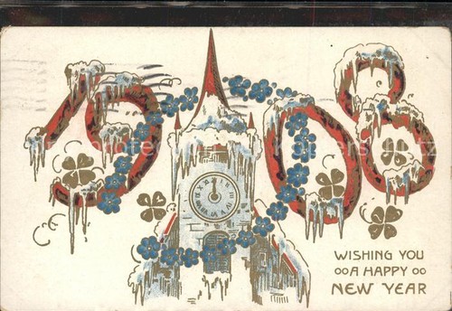 Neujahr turmuhr 1908 - neujahr,