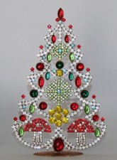 Weihnachtsdeko Strass Weihnachtsbaum 20cm Christbaum Gablonz Böhmen 80er