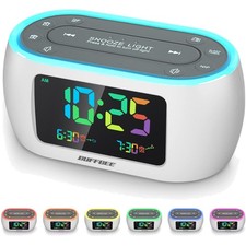 Radiowecker Kinder Nachtlicht, Wecker, FM Radio, USB, dimmbar, bunt, Batterie