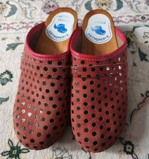 supersüße Orthopedic Damen Leder Clogs Vintage 39 rostrost punkte