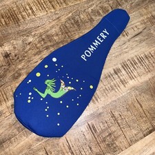 POMMERY champagner sekthülle stoffüberzug für flasche stoff blau bunt meerjungfr