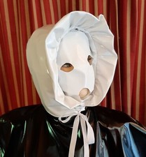 Lackhaube mit Maske Adultbaby Zofenhaube  Bonnet Vinylhood 